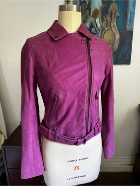 Haute Hippie Magenta Leather Moto Jacket